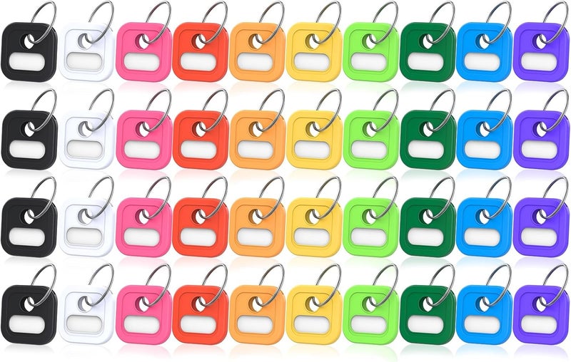 ttstar 40 Pack Silicone Key Covers Caps Tags - 1 Inch Square Key Identifiers Covers for 0.9-1.05 Inch Standard Keys, Durable Key Labels，Colorful Key Markers with Blank Paper Labels, 10 Colors - Image 1